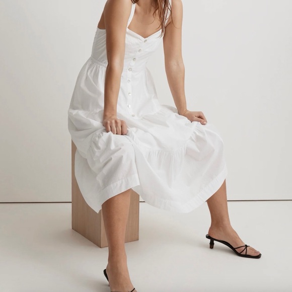 Madewell Button-Front Tiered Midi Dress - Picture 4 of 6
